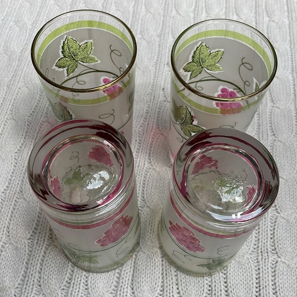 VTG 4 Frosted Libbey Grape & Leaf Drinking Glasses Tumblers Gold Rim Normal wear - Picture 9 of 9